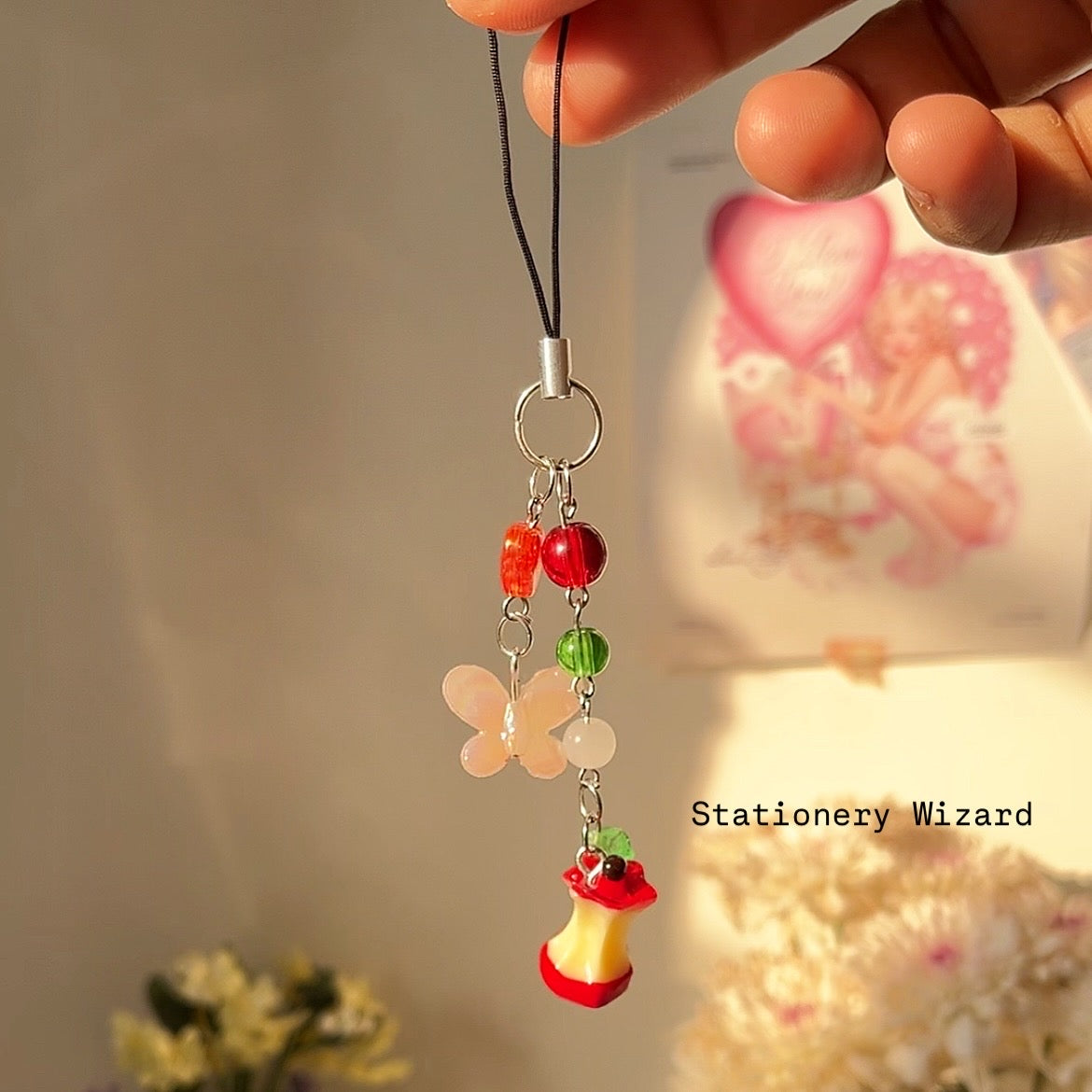 Cherry Apple and Apple Core phone charm🍎
