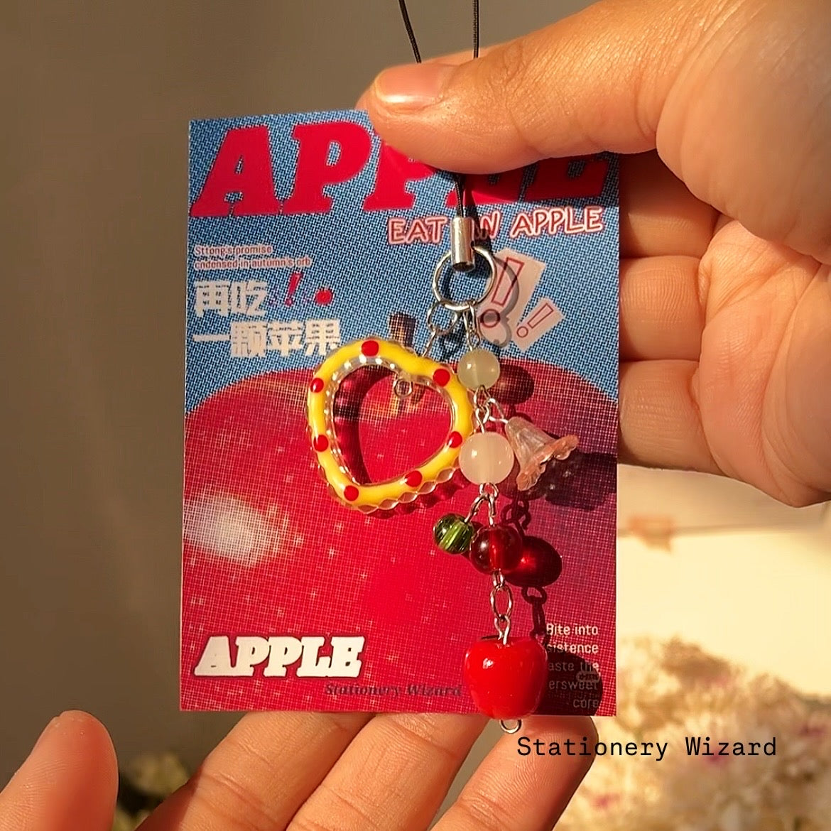 Cherry Apple and Apple Core phone charm🍎