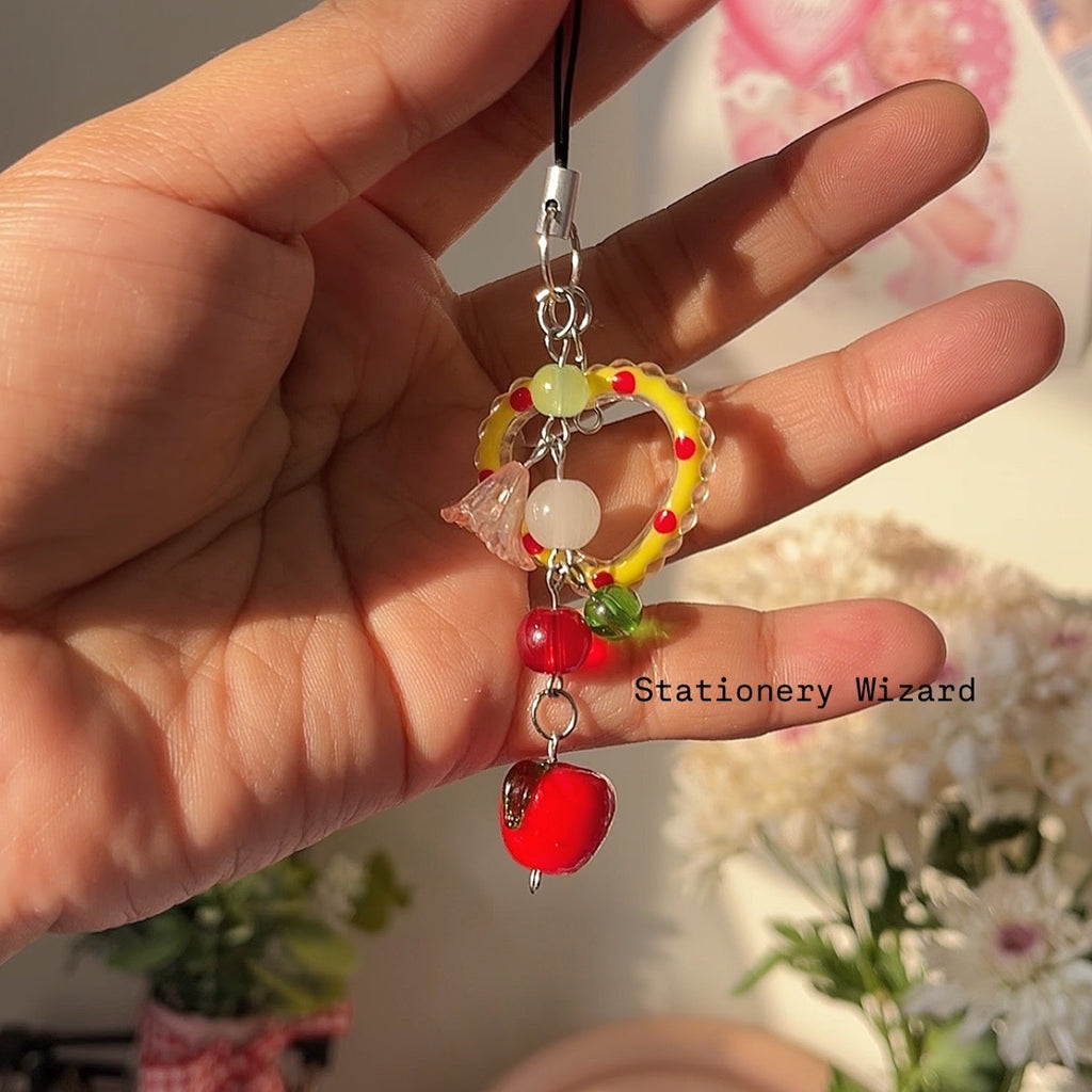 Cherry Apple and Apple Core phone charm🍎