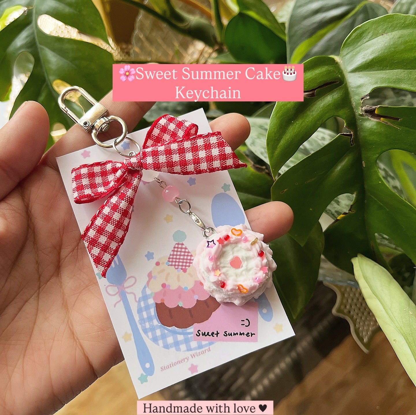Sweet Summer Cake Keychain 🎂