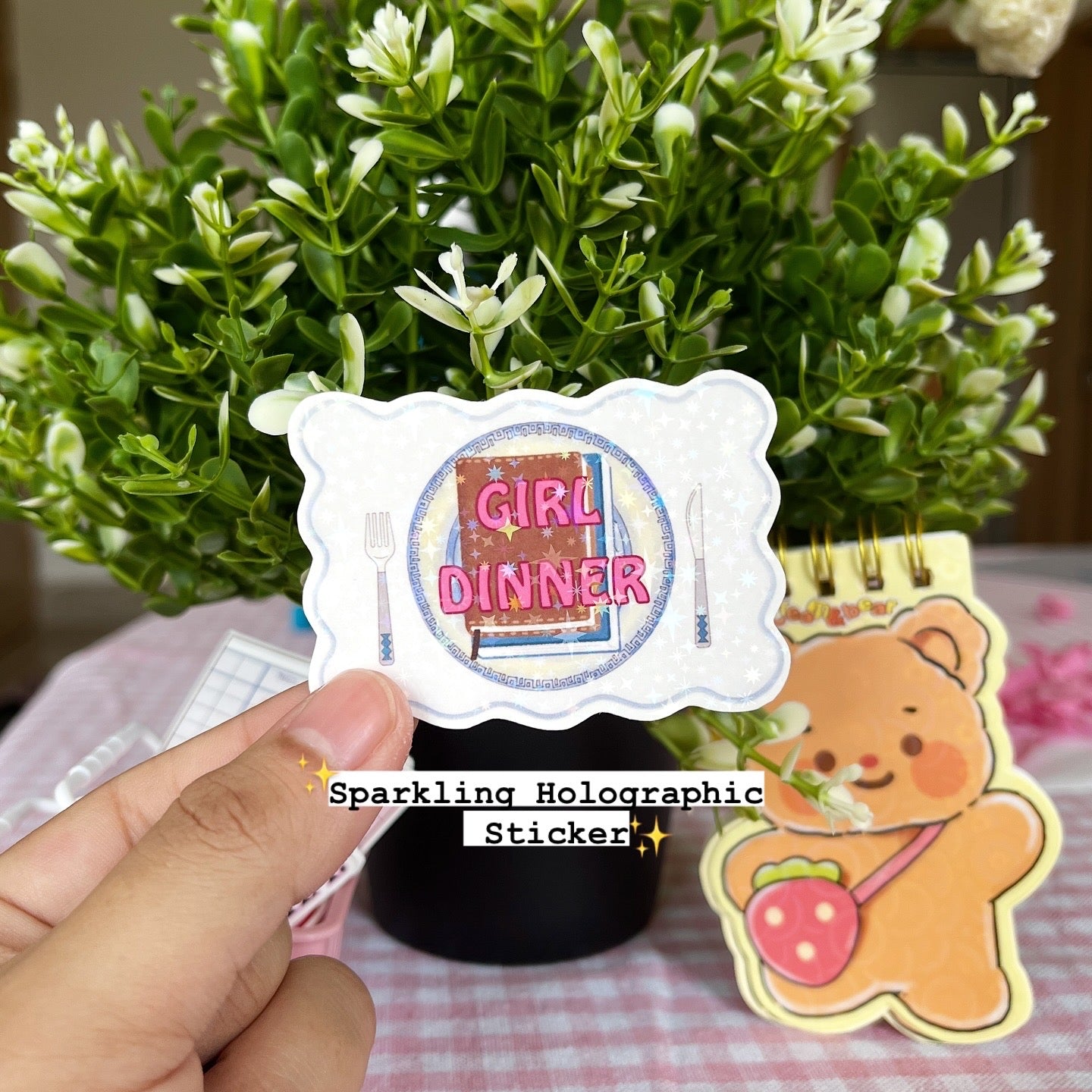 Girl Dinner Holographic Sticker